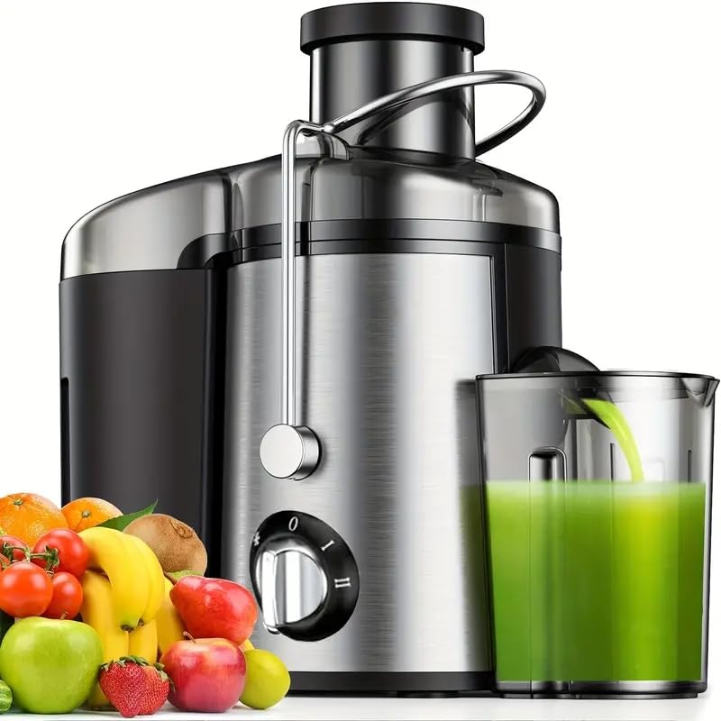 Professional Electric Juicer Machine Stainless Steel Centrifugal Juice Extractor with Wide Mouth 2-Speed Control for Fruits and Vegetables