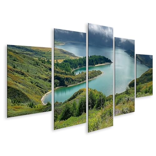 Tableau sur toile lac des Açores pour s'évader au cœur d'une nature sauvage en 5 pièces