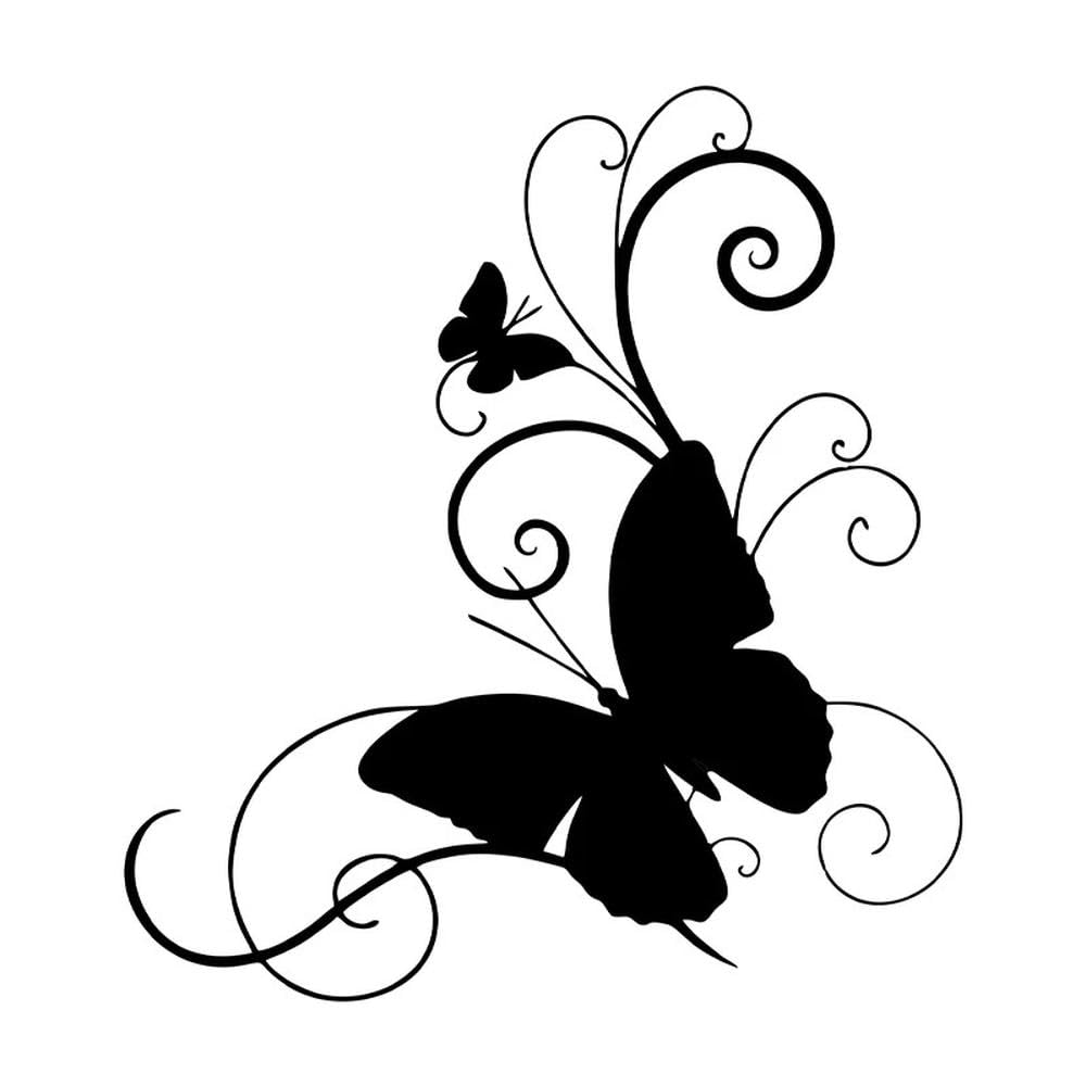 Bertdcx Black Auto Accessory Butterfly Personality Fashion Vinyl Sticker Stickers And Decals Car Styling(Black)