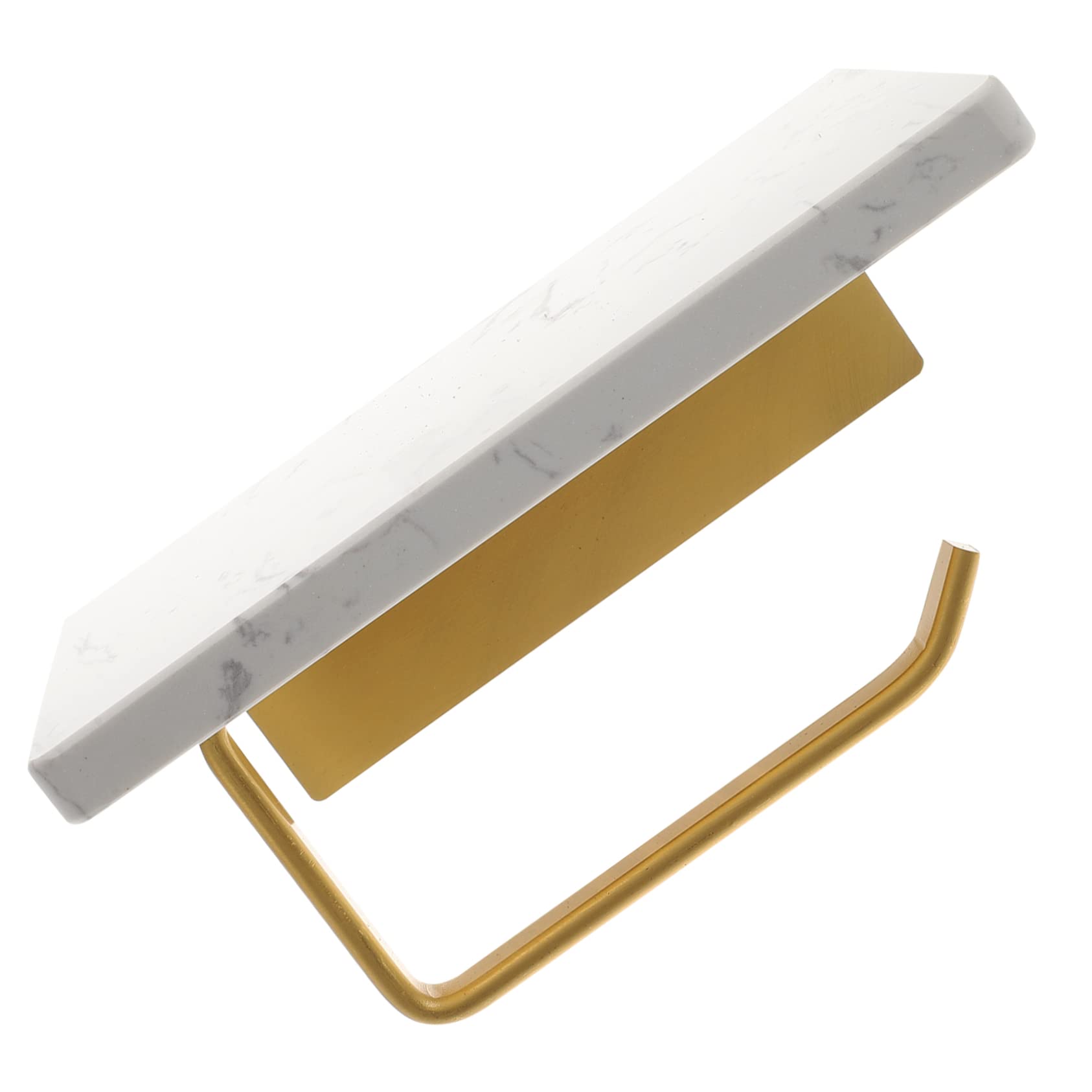 UKCOCO Portarrollos de Papel Higiénico de Mármol Blanco, Soporte de Aluminio Montado en Pared con Estante, Fácil de Instalar para Baño