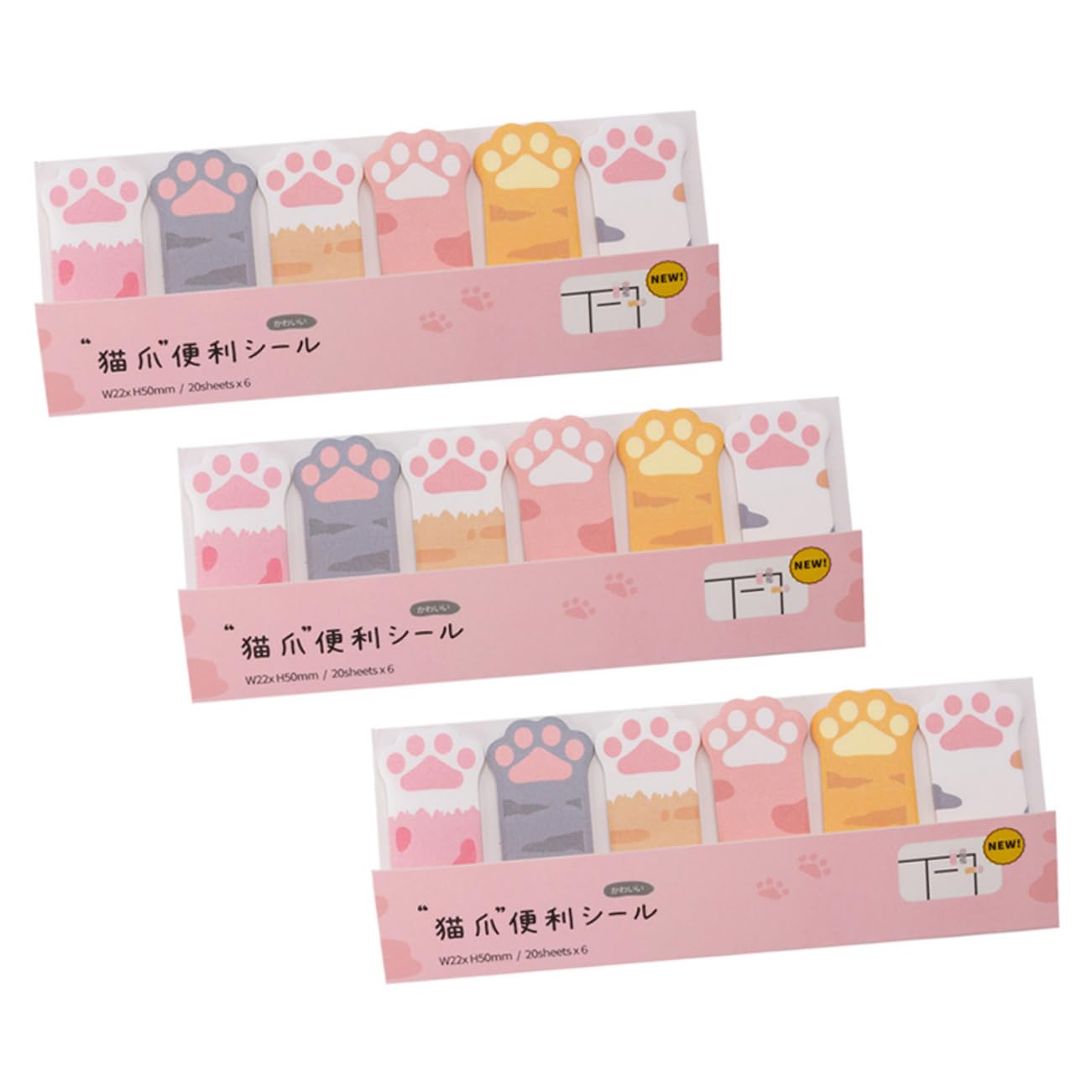 SHINEOFI 5 Sätze Haftnotiz Pfotenabdruck Klebestreifen Farbig Post Klebstoff Beschriftung Aufkleber Labels Stickers Notepad Abreißbare Memo-tabs Schulseitenmarkierungen Papier 3 Stücke * 5