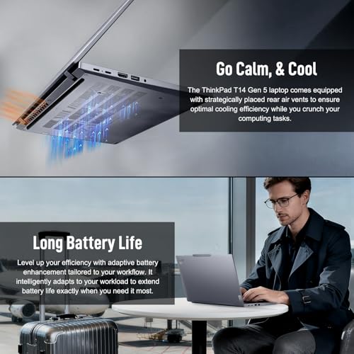 Image of Lenovo ThinkPad T14 Business AI Laptop, 14 inch FHD+ IPS, Intel Core Ultra 7 155U, 32GB DDR5, 512GB SSD, 5MP Webcam, Fingerprint, Backlit, Wi-Fi 6E, Thunderbolt 4, Windows 11 Pro, 7-in-1 USB-C Hub Bundle
