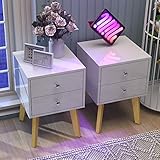 TaoHFE White nightstand Set of 2 White Night Stands for bedrooms Set of 2 Modern White Bedside Table