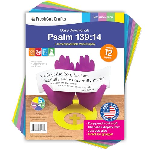 FreshCut Crafts Psalm 139:14 Punch-Out 3-D Paper Kit, 12 Colorful