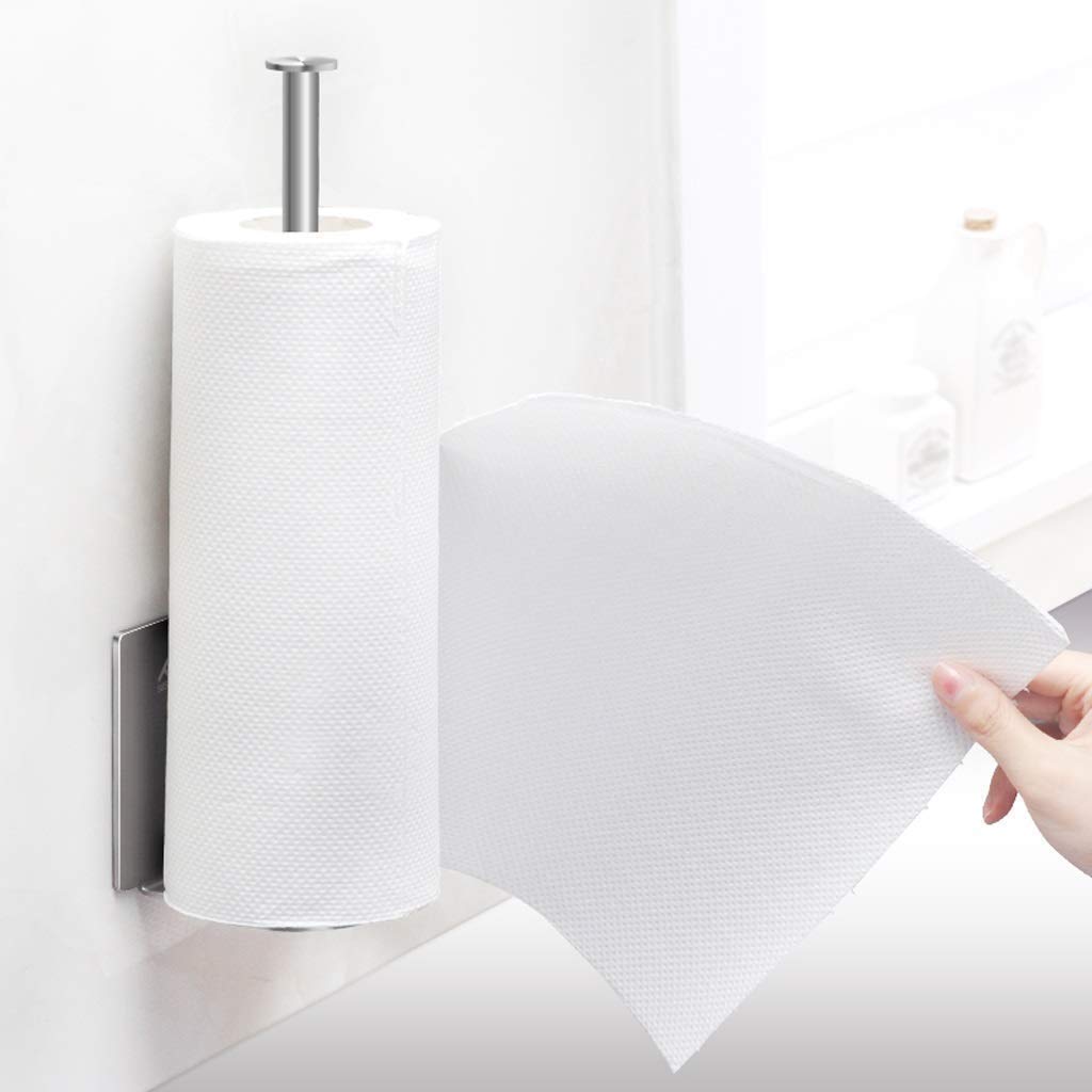 Uchwyt na papier toaletowy, ścienny, samoprzylepny, uchwyt na papier toaletowy ze stali nierdzewnej, mocny klej, odporny na rdzę, odpowiedni do większości rolek papieru(