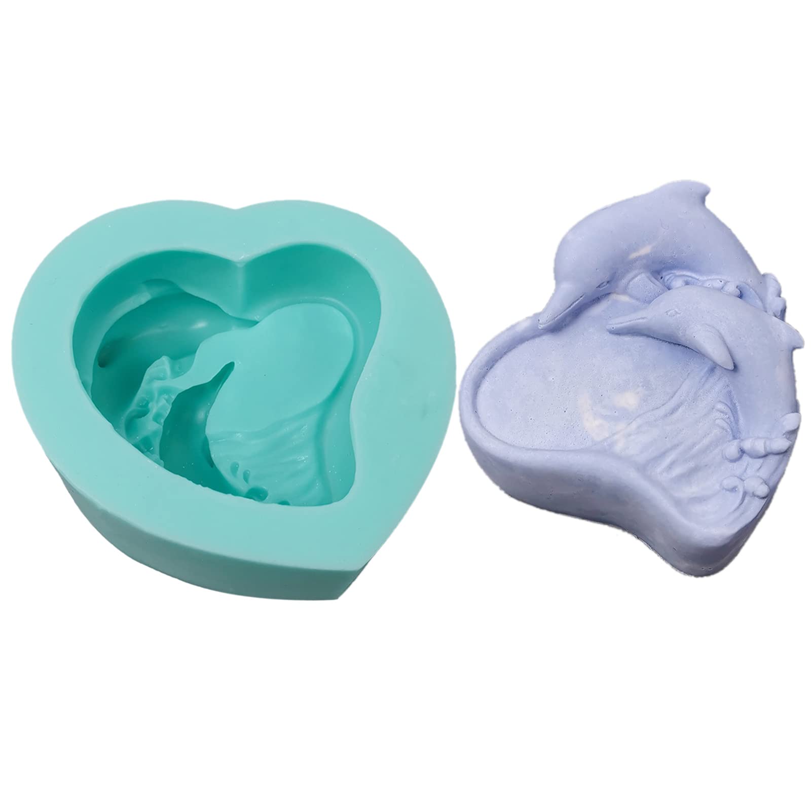 Elnwnnkc Dolphins Shape Chocolate Candy Sugar Craft Mold Cake Decorating Tools Family Art Silicone Soap Mold Cake Molds for Baking Silicone