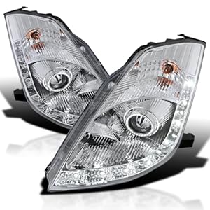 SPEC-D TUNING LED Signal Chrome Projector Headlights Compatible with 2006-2009 Nissan 350Z with Factory HID Headlight, Left + Right Pair Headlamps Assembly
