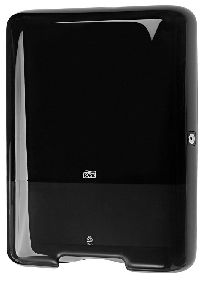 Tork 553008 Dispenser Per Asciugamani Piegati A C E A V, Sistema H3, 43,9 Cm X 33,3 Cm X 13,6 Cm (Alt. X Largh. X Prof.), Elevation Design, Colore Nero-image