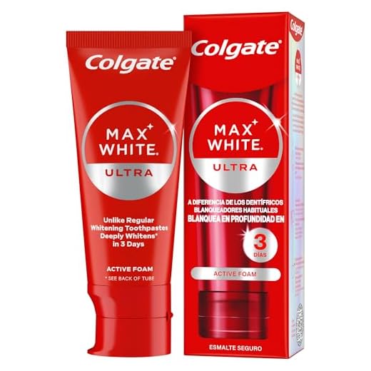 COLGATE Max White Ultra Active Foam Pasta de Dientes Blanqueadora con Flúor, 50ml, Dentífrico Blanqueador Seguro con el Esmalte, Dientes más Blancos en Sólo 3 Días*, Elimina Manchas Profundas*