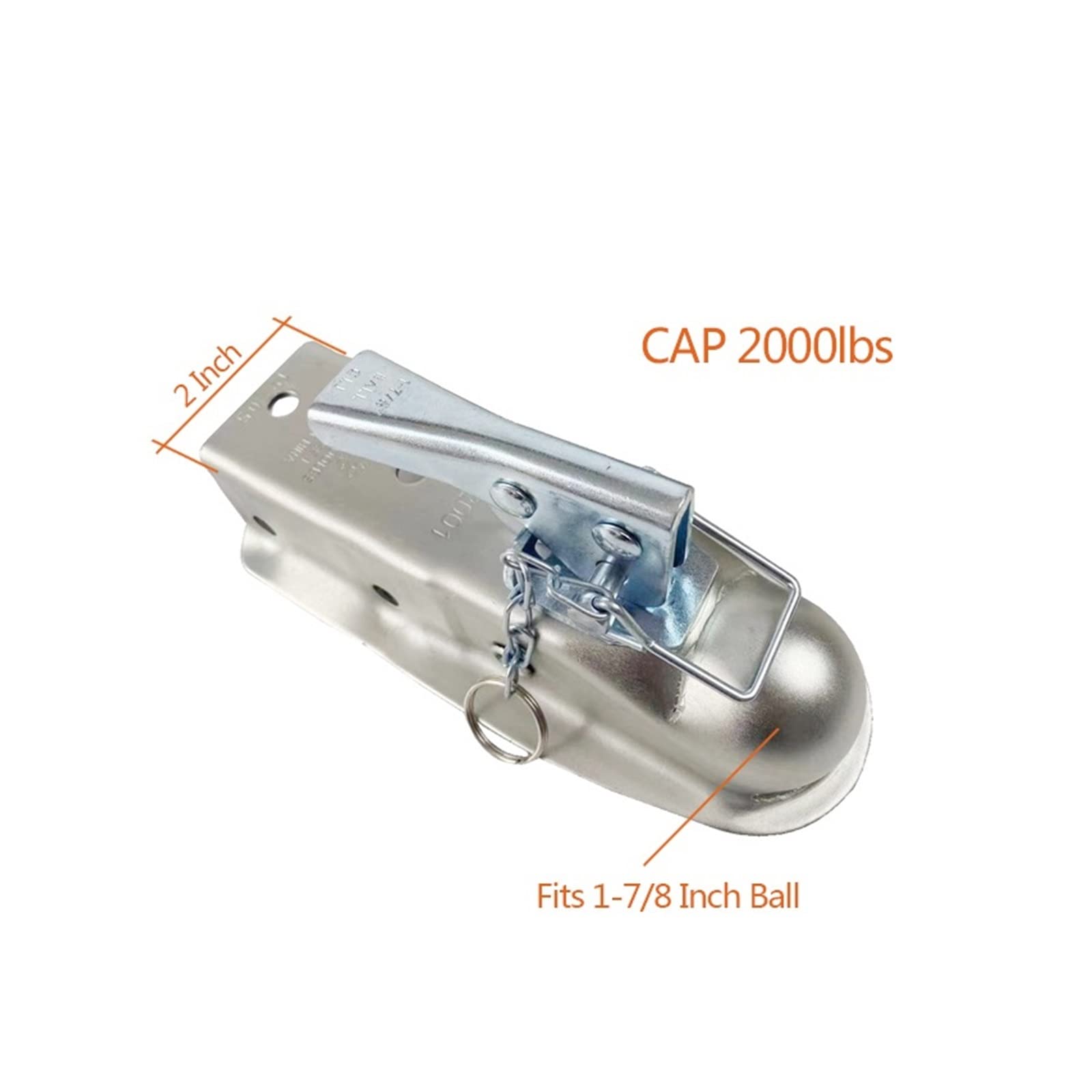 1-7/8 "X 2 Cal sprzęg kulowy CAP 2000 LBS zaczep tylny łącznik prosty język RV części Camper Caravan akcesoria(With Lock)