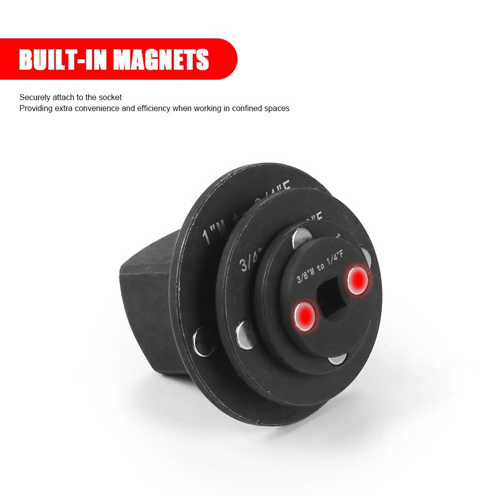 Adaptador de enchufe de impacto de perfil bajo, reductor de accionamiento (3 piezas, juego de 3/10.2 cm a 1/5.1 cm), (1/5.1 cm a 3/20.3 cm), (3/20.3 cm a 1/10.2 cm)