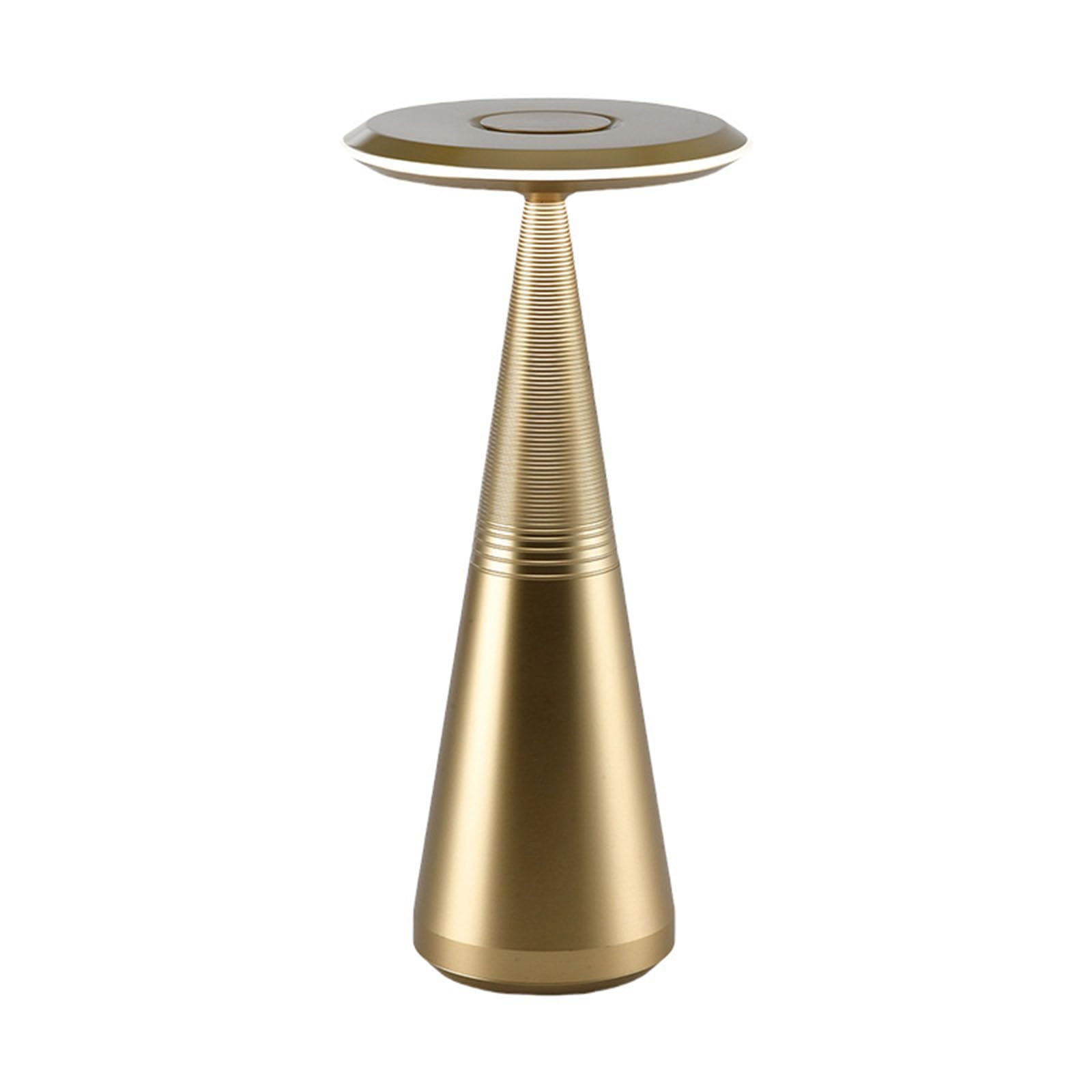 LAI HO Touch Control Dimmable Table Lamp,Metal LED Battery Operated Portable Light, 3 Colour Stepless Dimming,Cordless Lamp for Restaurant Couple Dinner Bedroom Bar KTV (Gold)