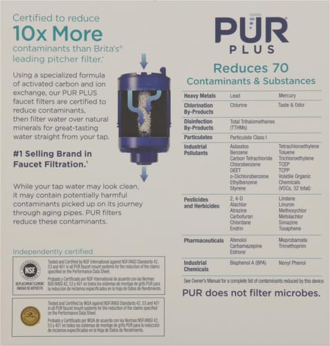 Image of PUR PLUS Faucet Mount Replacement Water Filter, Genuine PUR Filter, 3-in-1 Powerful, Natural Mineral Filtration, Lead Removal, 6-Month Value, Blue (RF99992), 2 Count (Pack of 3)