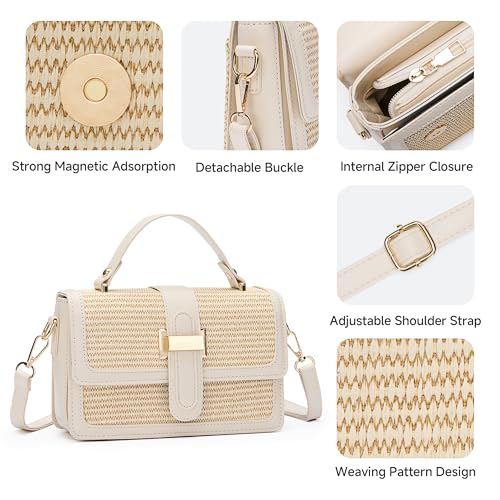 Straw Crossbody Purses Bags for Women, Top Small Summer Handbags Beach Vacation Clutch Leather Shoulder Bag3