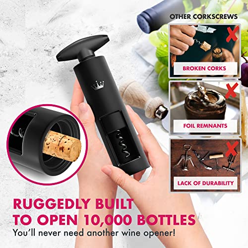 Vinabon Self-Pulling Wine Opener - New 2023 2-In-1 Professional-Quality Twister Wine Corkscrews With Wine Foil Cutter - Manual Easy-Turn Wine Bottle Opener Corkscrew. Includes Wineguide Ebook #TOP4
