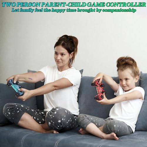 Image of Degulan Wireless Controller Compatible with PS-2 Console, Remote Gamepad for Play 2 (ClearRed and ClearBlue)