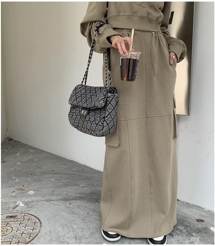 Women's Grey Casual Diamond Checker Denim Retro Fashion One Shoulder Handbag - Image 7