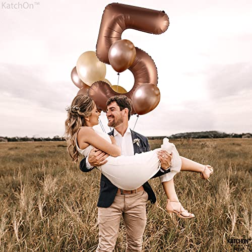Image of KatchOn Coffee Brown Number 5 Balloon 40 Inch, 5 Birthday Decorations