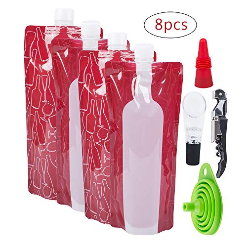 Foldable Wine Bag, 750 ml, Portable Reusable Plastic Wine Bottle Pouch, SENHAI 4