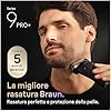 Braun Serie 9 PRO + Rasoio Elettrico Barba, Wet&Dry, 5+1 Lame Di Precisione Ultra Sottili, Regolabarba Uomo, Rasoio Barba, 60 Min Utilizzo, Testina di Ricambio, Stazione SmartCare 6in1, 9660CCPS, Nero