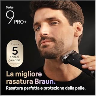 Braun Serie 9 PRO + Rasoio Elettrico Barba, Wet&Dry, 5+1 Lame Di Precisione Ultra Sottili, Regolabarba Uomo, Rasoio Barba, 60 Min Utilizzo, Testina di Ricambio, Stazione SmartCare 6in1, 9660CCPS, Nero
