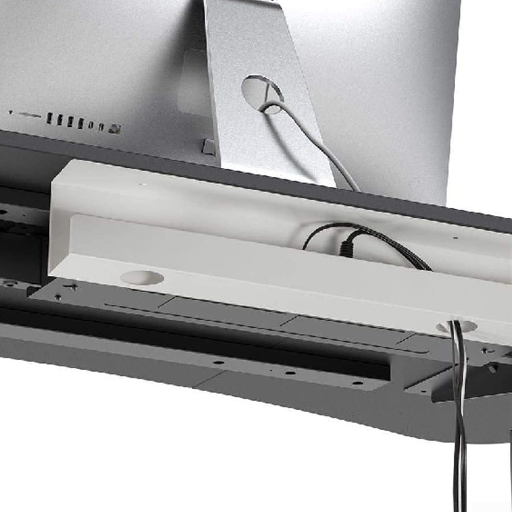 Drahtmanagement-Tablett für den Schreibtisch, 43,2 cm, Metalllösung für Kabelaufgeräumung, 2 Stück, für Zuhause oder Büro (weiß)