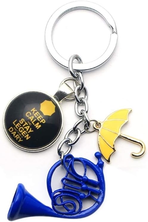 1pc a lot Yellow Umbrella mother Blue French Horn keychain