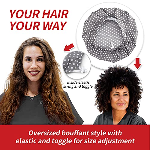 Working Cap With Button And Sweatband Adjustable Bouffant Hats For Women Men One Size (Grey Dot) #TOP5