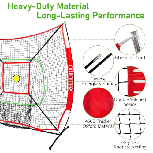 6x6FT Baseball Net, Baseball & Softball Training net with Batting Tee, Strike Zone & Circular Target and Weighted Ball, Portable Design with Compact Storage,Great for Kids - Image 5