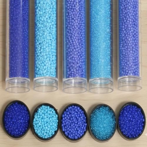 Image of Beadsnfashion Preciosa Seed Beads Tube Combo, Aqua 5 Multicolor Size 11 /0 (2 MM) for Beading, Jewellery Making, Embroidery, Bracelets, Necklace and Craft Projects