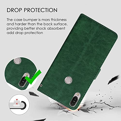 Image of Flip Cover Compatible with Asus Zenfone Max Pro M1 | Premium Leather Finish | Inbuilt Pockets & Stand | Flip Cover Back Case for Asus Zenfone Max Pro M1 (Green)