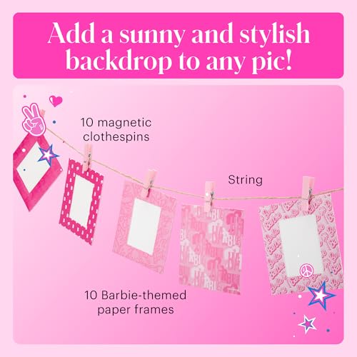 Image of Kodak x Barbie Printomatic Full-Color Instant Print Digital Camera Barbie Gift Bundle (Iconic Style)+ Barbie Camera Case, Photo Album, Sticker & Hanging Frames, 50 Stickers + Zink Paper (20 Sheets)