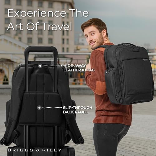 Briggs & Riley Traveler Backpack - Carry On Travel Backpack for Women & Men, Personal Item Travel Bag, Lightweight & Durable, Padded Straps, Fits up to 15" Laptop - Baseline Collection, Black - Image 6