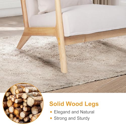 Sillón moderno de madera sólido beige miniatura 5