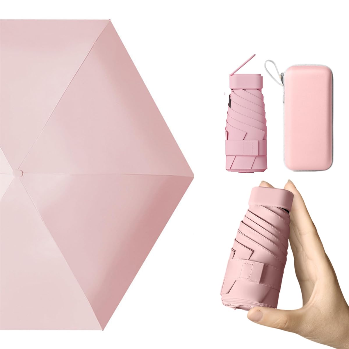 Aowin Mini Umbrella with Sun Protection,Portable Lightweight Travel Umbrella with Storage Box,Windproof Parasol Umbrella UV Protection for Women and Kids,Travel Small Folding Umbrella for Rain