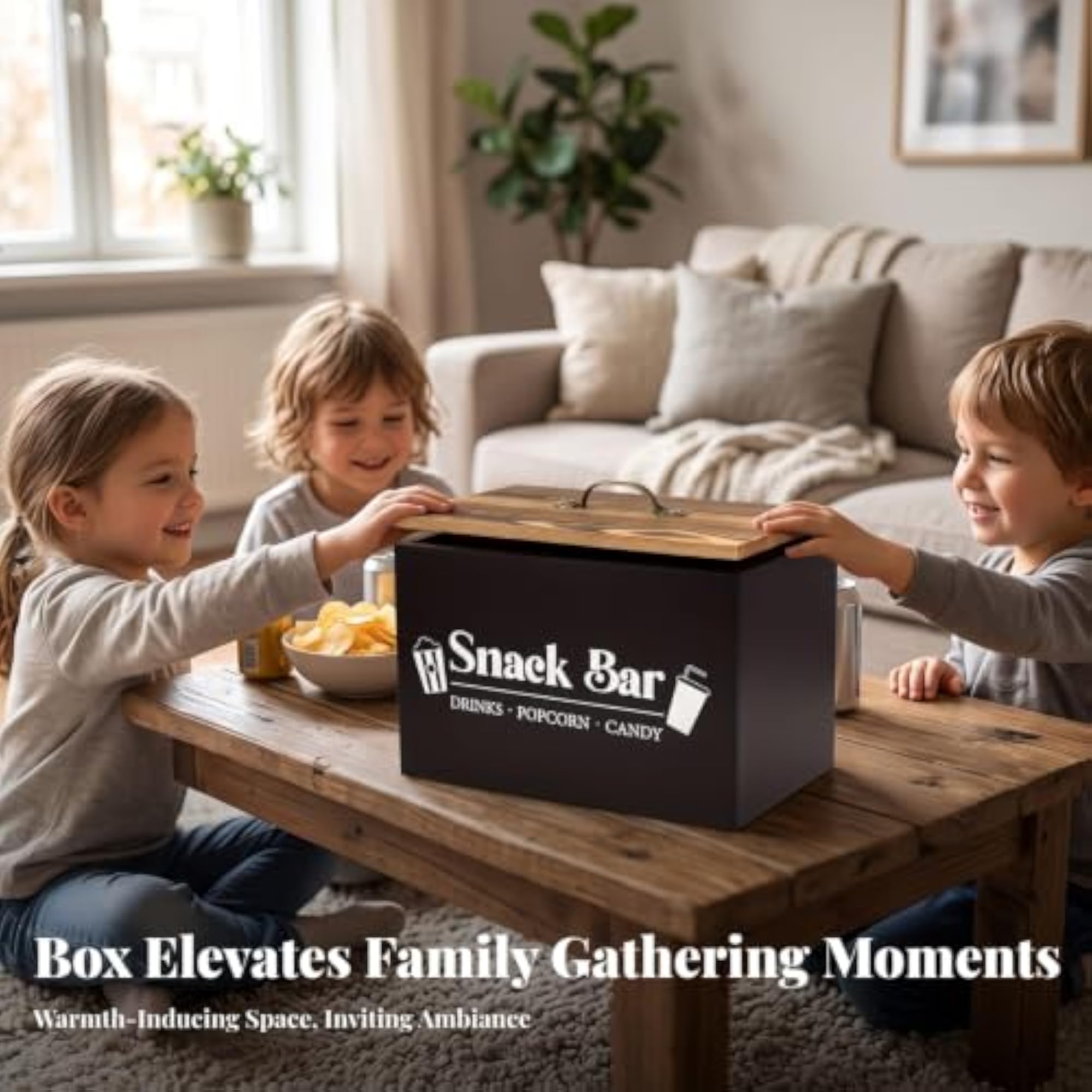 Portable Wooden Storage Box with Lid, Compact Organizer