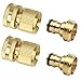 2 Sets (4 PCS) Brass Quick Hose End Connector Garden Hose Nozzle Connect Kit