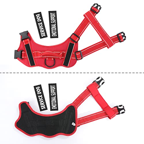 voopet Service Dog Harness, Emotional Support Pet Vest Harness, Reflective Breathable and Adjustable No-Pull ESA Dog Harness for Small Medium Large Dogs (with 4 PCS Removeable Tags)