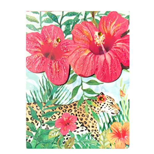 Punch Studio Mini-Notizblock mit Hibiskus-Dschungel-Verzierung, Leopardenmuster, 78513 Cover