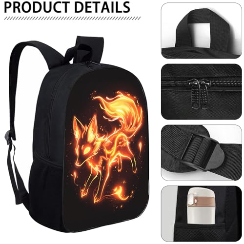 SARA NELL Fox Kids Backpack Fire Fox Backpack for Boys Girls, Elementary Middle High College School Students Travel Laptop Backpack, 17 Inch, Cute Animal Orange Black3