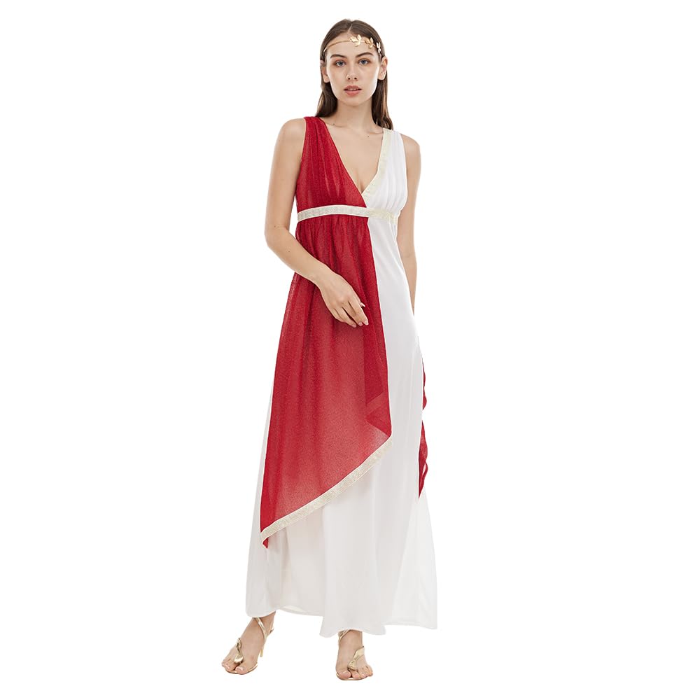 EraSpooky Vestido de Cosplay de Diosa Griega Antigua para Mujer Adulta,Disfraz de Fiesta