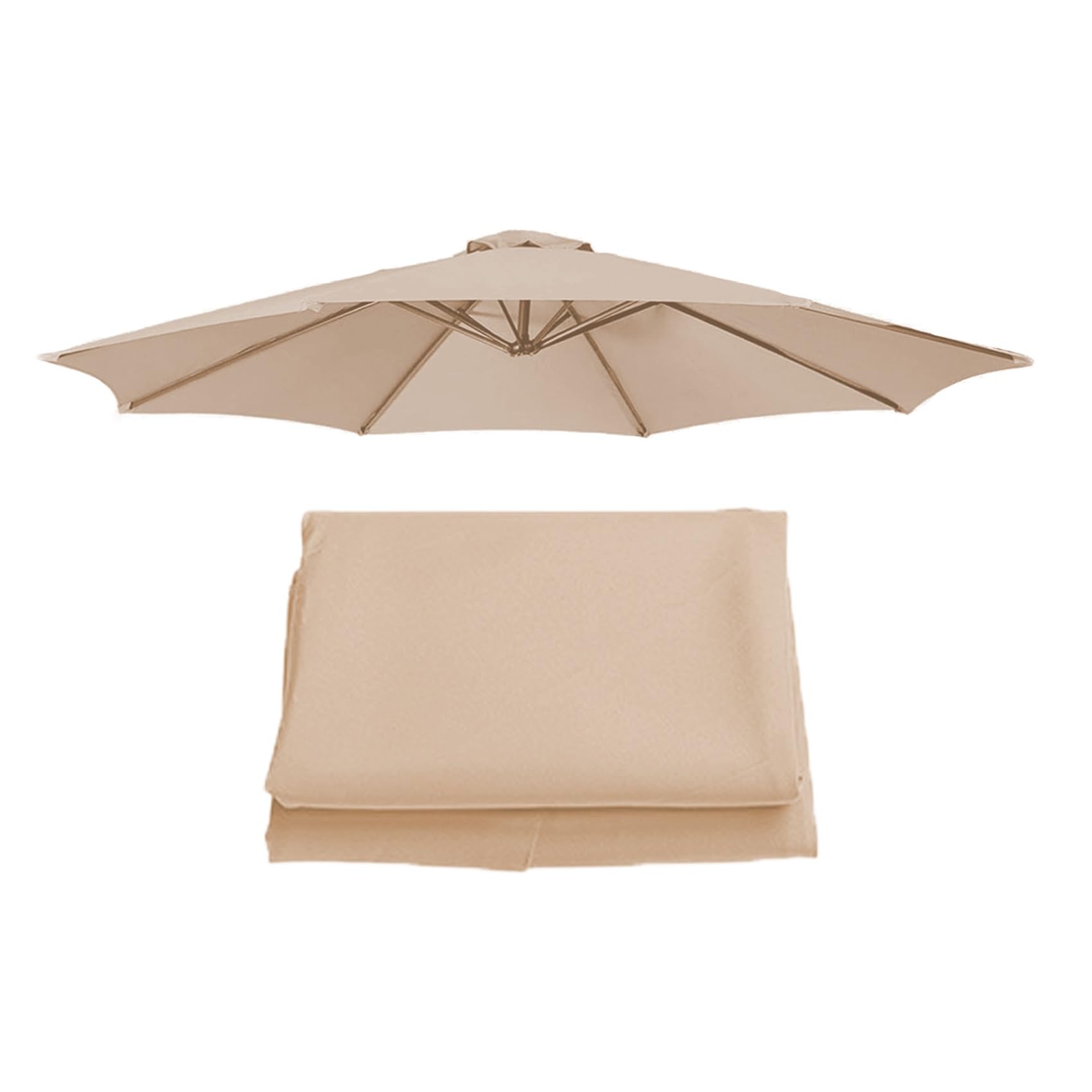 Parasol Replacement Cover Umbrella Replacement Cloth (230cm/7.5ft 270cm/8.8ft 300cm/9.8ft 350cm/11.5ft) Outdoor Market Umbrella Canopy Cloth Replacement Top Cover(Champagne,8 RIBS/350CM(11.5FT))