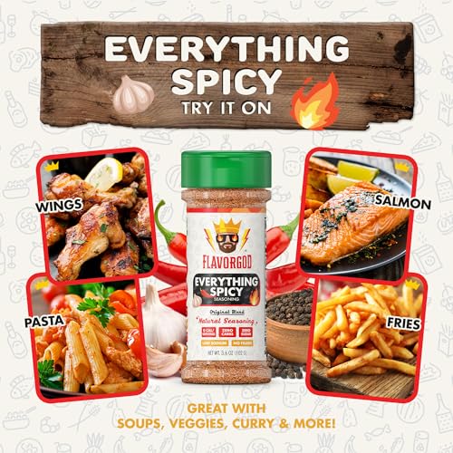 Everything Spicy Seasoning Mix, 2 Bottles by Flavor God - Premium All Natural & Healthy Spice Blend for Steak, Salad, & Chicken - Kosher & Low Sodium - Great Flavor Spices and Seasoning Gift