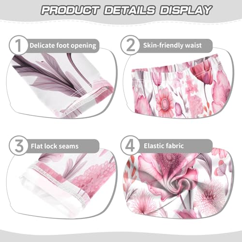 Bolaz Toddler Girls Leggings Printed Yoga Pants Leggings Pink Cute Flower for Kids3