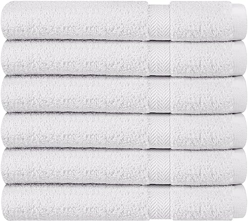 Image of Towel and Linen Mart 100% Cotton White 6 Pack Bath Towel Set, Quick Dry, Super Absorbent, Light Weight, Soft Feel for Hotel, Spa and Bathroom (27 X 54) (White, 27 x 54 6 Pack)