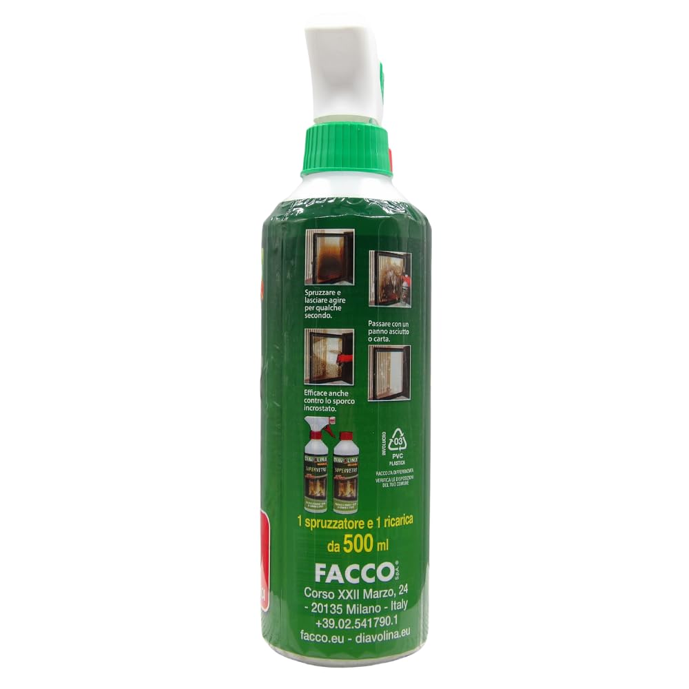 Supervetro Ideale per la Pulizia del Vetro e degli Inserti di Camini e Stufe, Confezione da 1 Spruzzatore e 1 Ricarica da 500ml (6 Unità)