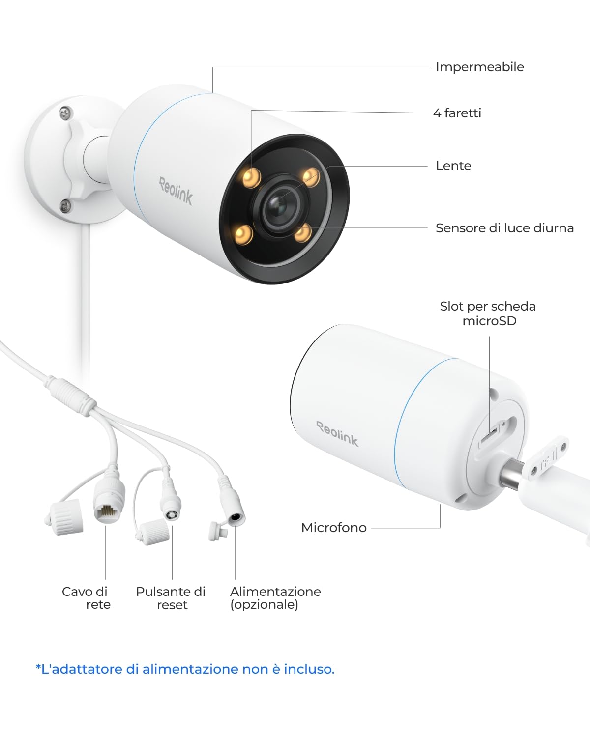 Reolink 4K PoE Telecamera Esterno ColorX, Visione Notturna a Colori Reali, Super Apertura F1,0, Sensore di Immagine 1/1,8'', HDR, Rilevamento di Uomo/Veicolo/Animali, Sirena, Audio a 2 Vie, CX810
