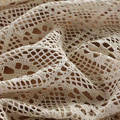 Bringsine Vintage Handmade Crochet Diamond Tablecloth Decorative Macrame Lace Table Cloth Cover Layer For Kitchen Dinning Pub Bedside Tabletop Sheet Decoration(Beige, Rectangle/Oblong, 55 X 55 Inch) #TOP5