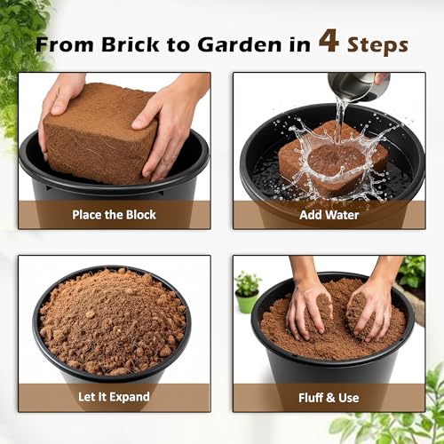 Image of Cocopeat Block 1kg | Organic Coco Coir Brick for Gardening, Potting Soil Mix & Hydroponics (Pack of 1)