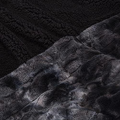 Amazon Basics Fuzzy Faux Fur Sherpa Throw Blanket, 127 x 152 cm - Moonlit Black